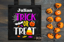 Load image into Gallery viewer, Personalized Trick or Treat Halloween Tote Bag