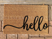 Load image into Gallery viewer, HELLO Cursive Script Coir Door Mat