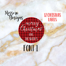 Load image into Gallery viewer, PERSONALIZED Merry Christmas Buffalo Plaid Gift Stickers