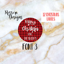 Load image into Gallery viewer, PERSONALIZED Merry Christmas Buffalo Plaid Gift Stickers