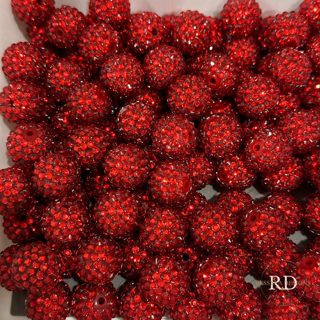 20mm Red Rhinestone Beads