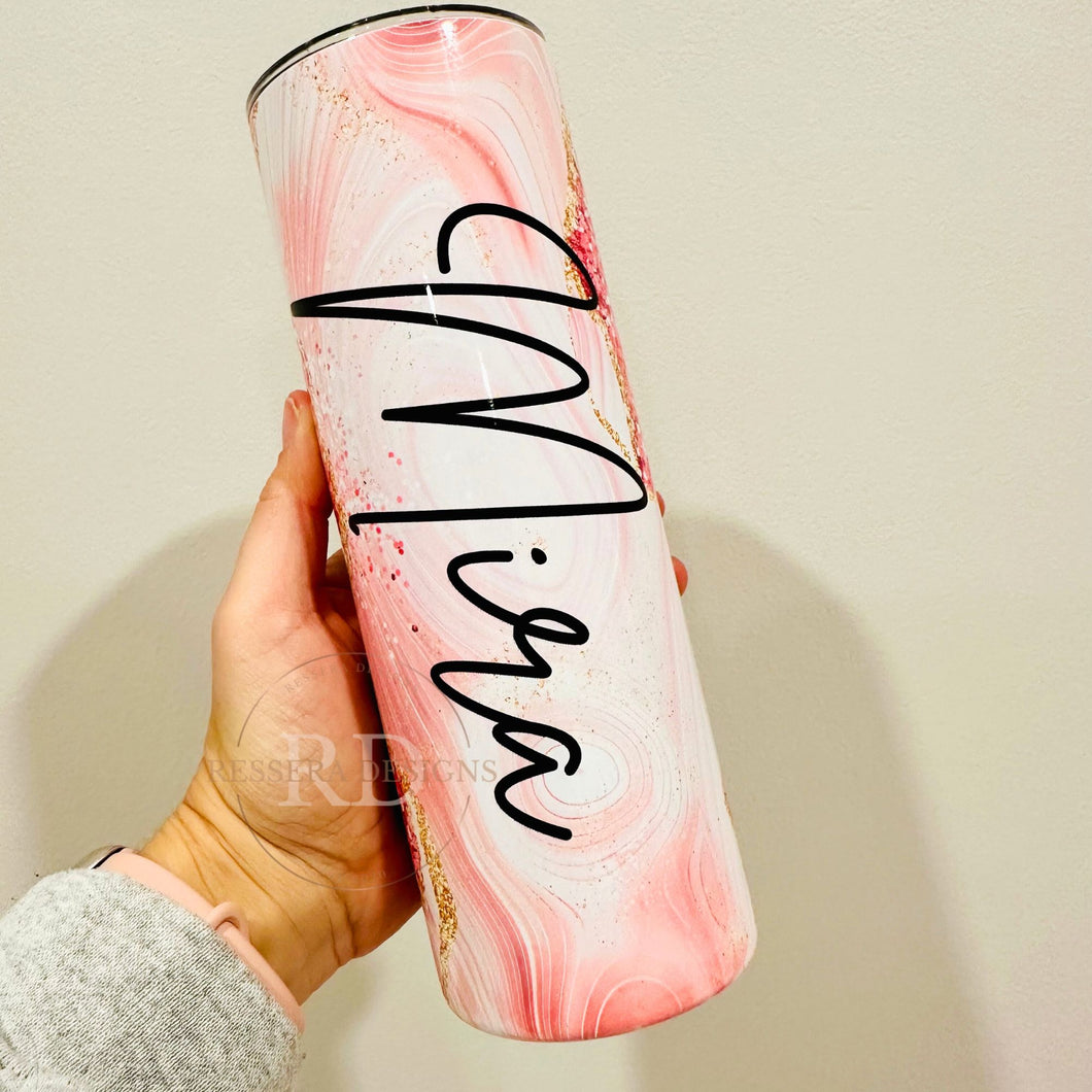 Pink Agate Marble Personalized 20 oz Tumbler