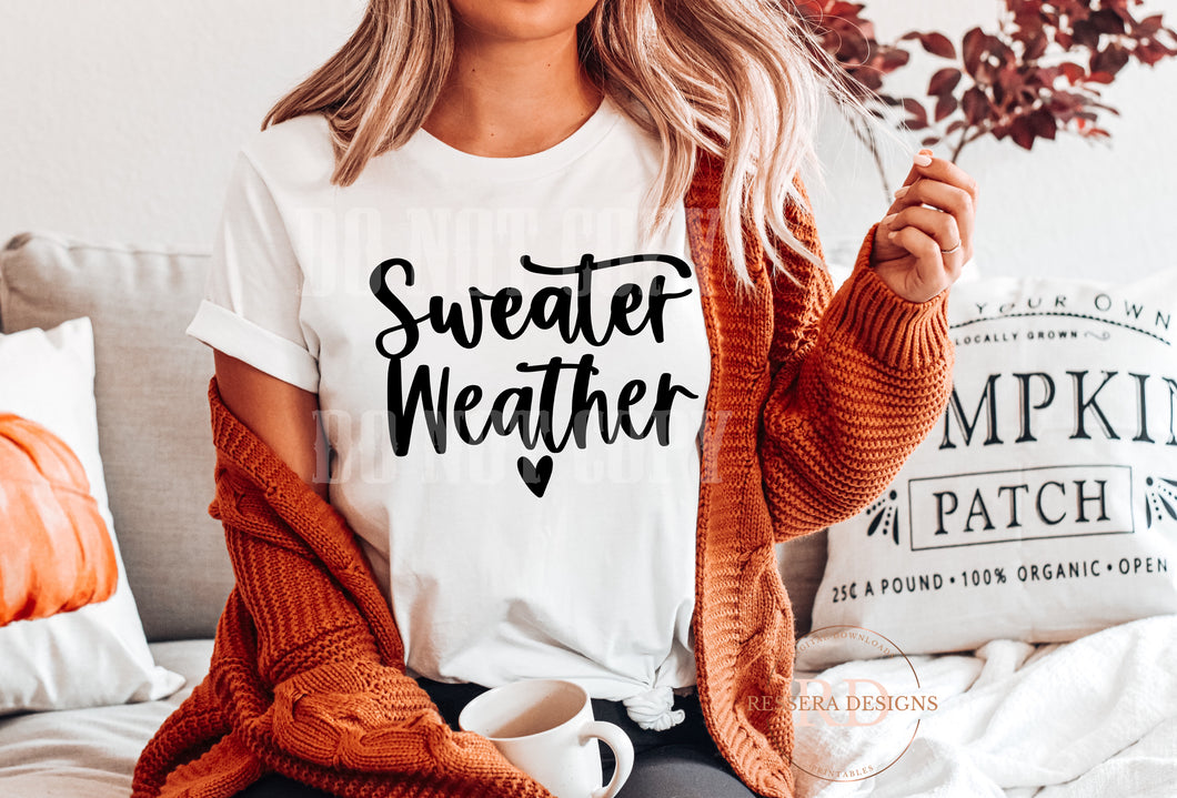 Sweater Weather Heart - Screen Print Transfer