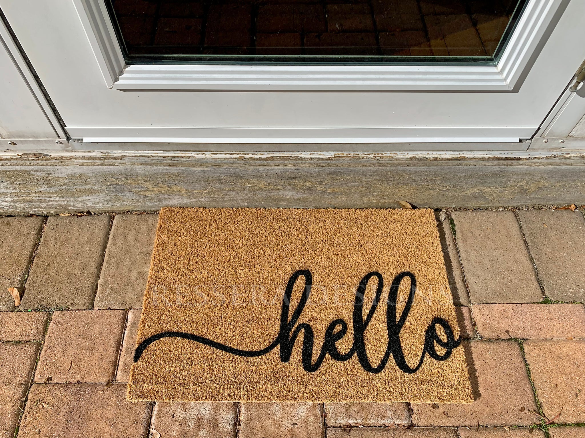 Hello Cursive Script Door Mat