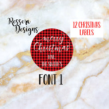 Load image into Gallery viewer, PERSONALIZED Merry Christmas Buffalo Plaid Gift Stickers
