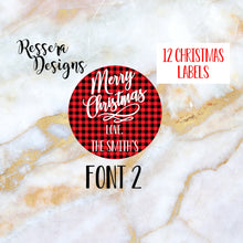 Load image into Gallery viewer, PERSONALIZED Merry Christmas Buffalo Plaid Gift Stickers
