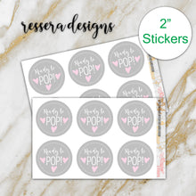 Load image into Gallery viewer, Ready to POP! Gray Baby Shower Party Round Stickers
