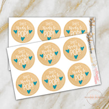 Load image into Gallery viewer, She&#39;s Ready to POP! Kraft Baby Shower Party Stickers
